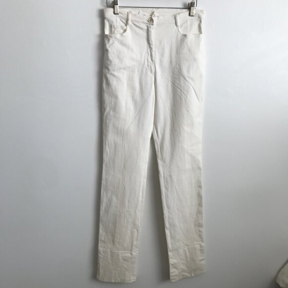 Jil Sanders White Jeans High Rise Stretchy Twill Womens 38 - Picture 1 of 12